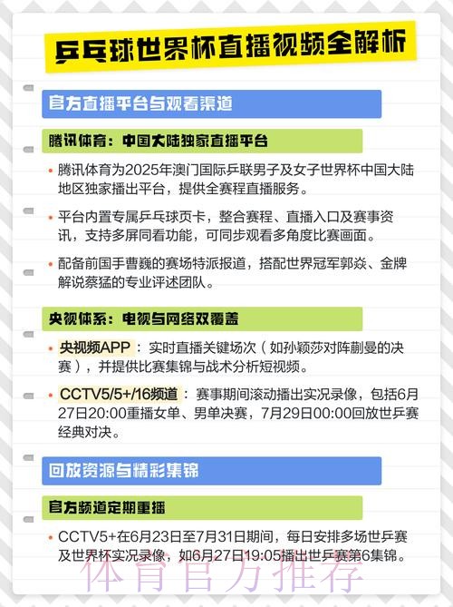 如何在线观看2026乒乓球世界杯精彩直播